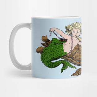 Vintage Mermaid Swimming With Sea Turtle Mug